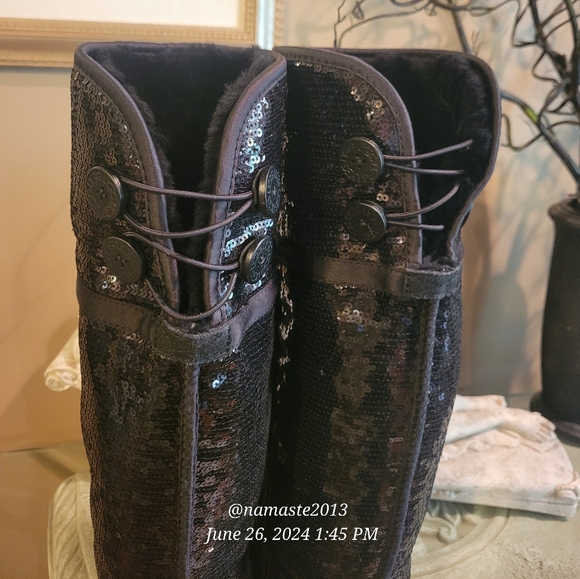 Ugg Bailey Button Sequin Over The Knee Boots Sherpa Shearling Designer #778 - Picture 7 of 16